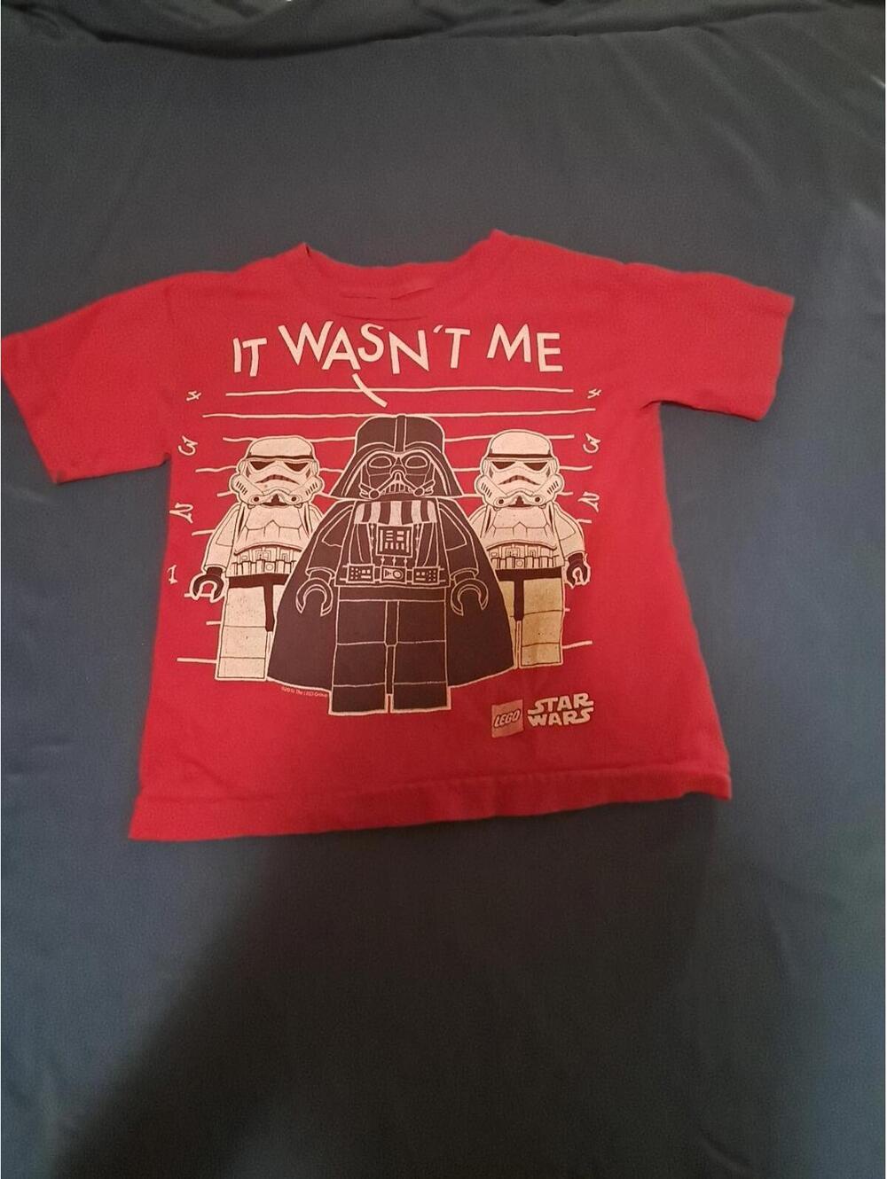 Star Wars Lego "It Wasn't Me" Size 4/5 Tshirt Short Sleeves small spot in sleeve - Picture 1 of 8
